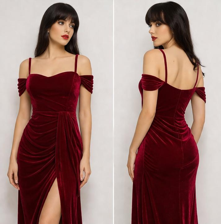 Vestido terciopelo conche vino